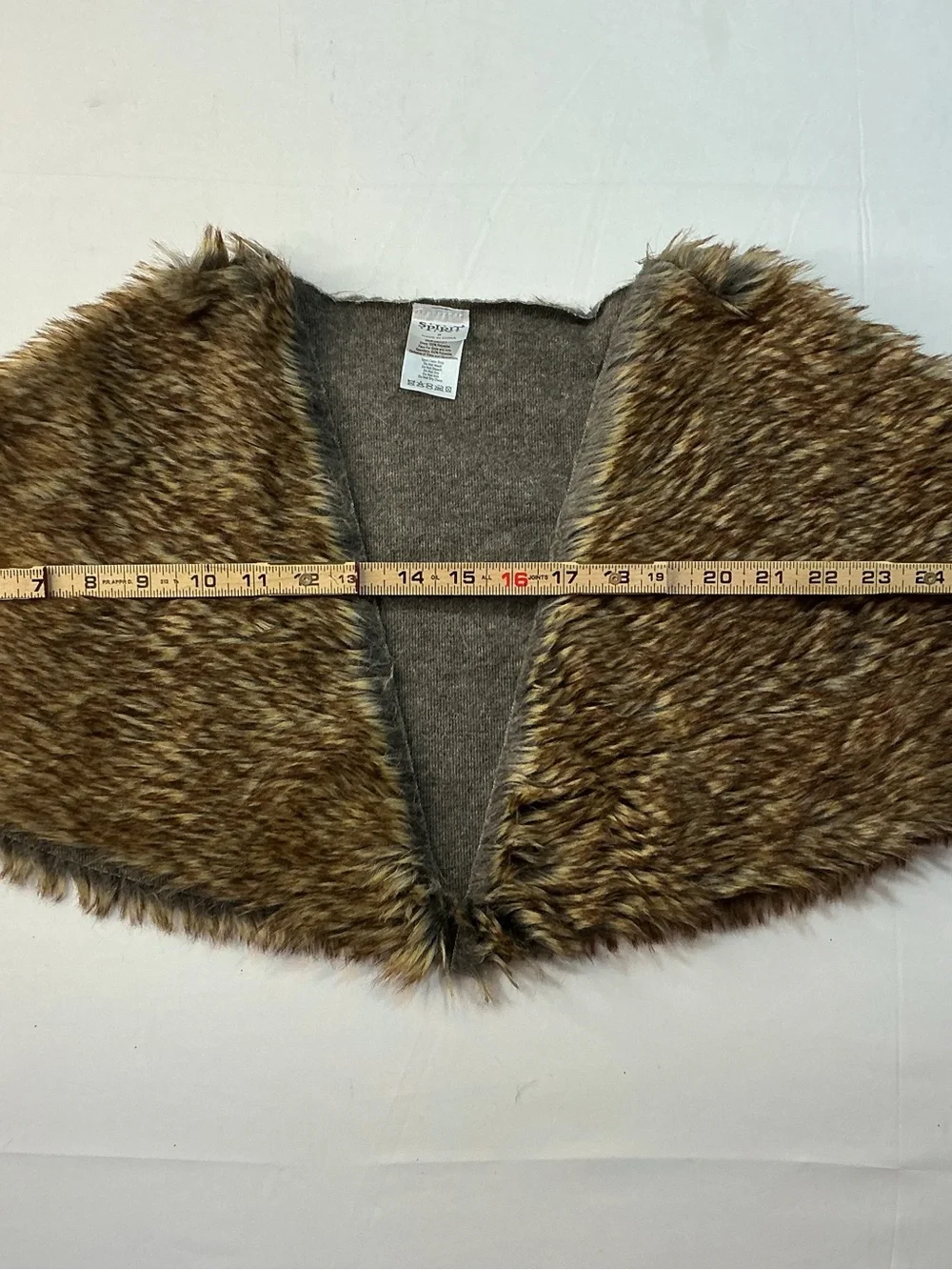 Spirit Faux Fur Shawl in Brown and Tan - Picture 5 of 8